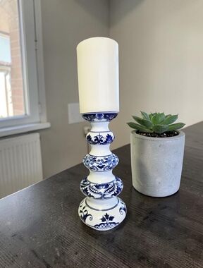 Bombay Vintage Style Blue & White Porcelain Candle Holder 12 " Mint Condition
